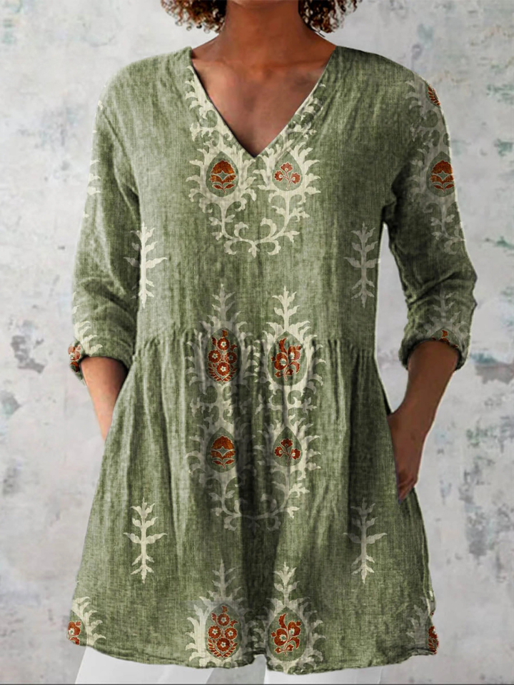 Frederike | Lange Bluse mit V-Ausschnitt