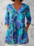 Elvira | Lange Bluse mit V-Ausschnitt