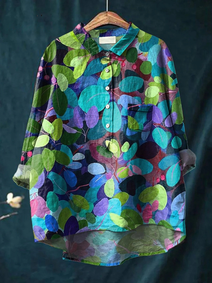 Lotte | Legere Damenbluse mit Waldkunst-Print
