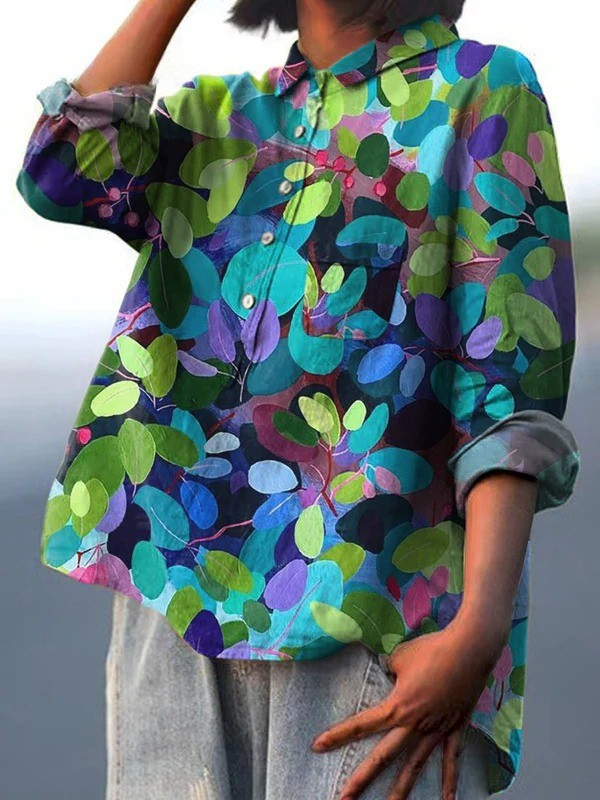 Lotte | Legere Damenbluse mit Waldkunst-Print