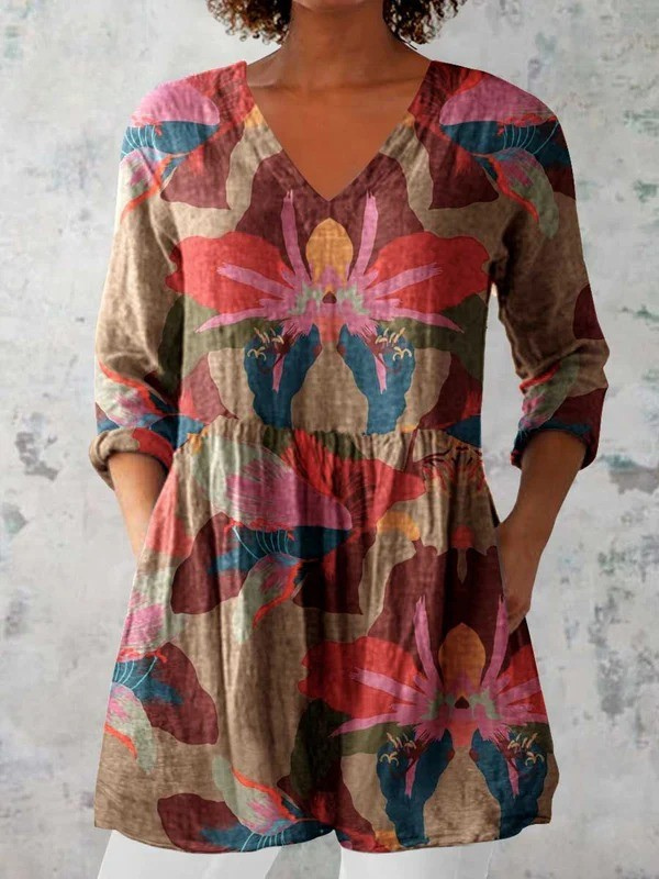 Marieke | Lange Bluse mit V-Ausschnitt
