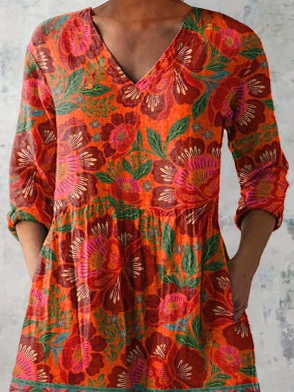Cordula | Lange Bluse mit V-Ausschnitt