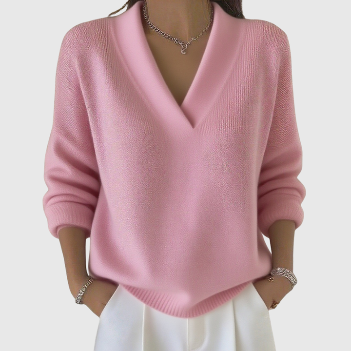 Faye | Weicher V-Ausschnitt-Pullover in lässiger Passform