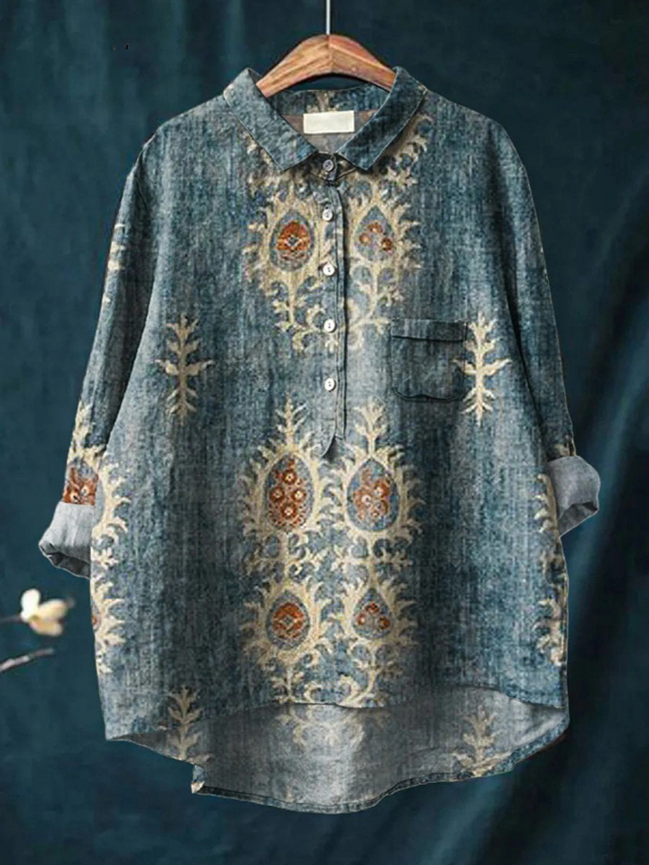Rose | Legere Damenbluse mit ethnischem Vintage-Blumenprint