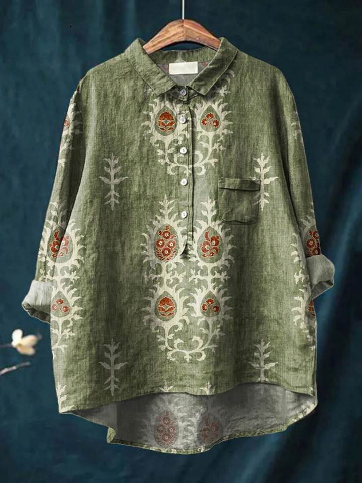 Rose | Legere Damenbluse mit ethnischem Vintage-Blumenprint