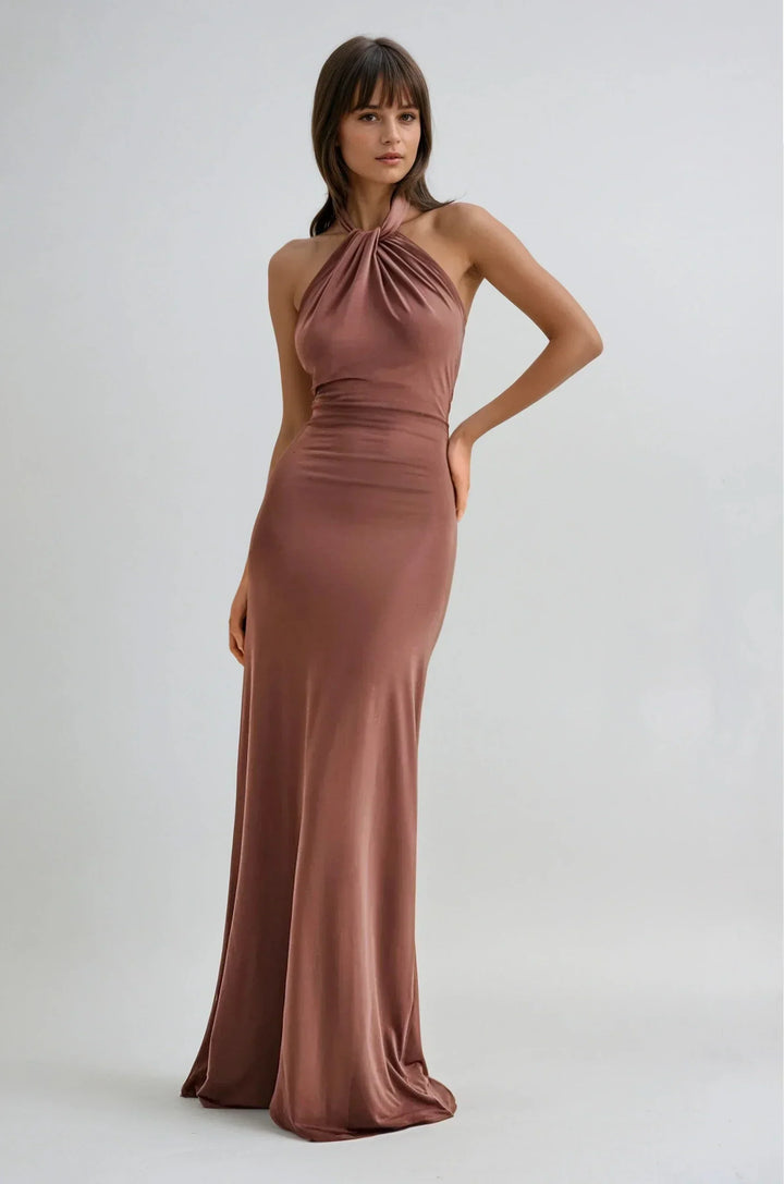JANA | Elegantes Halterneck Maxikleid für Hochzeitsgäste