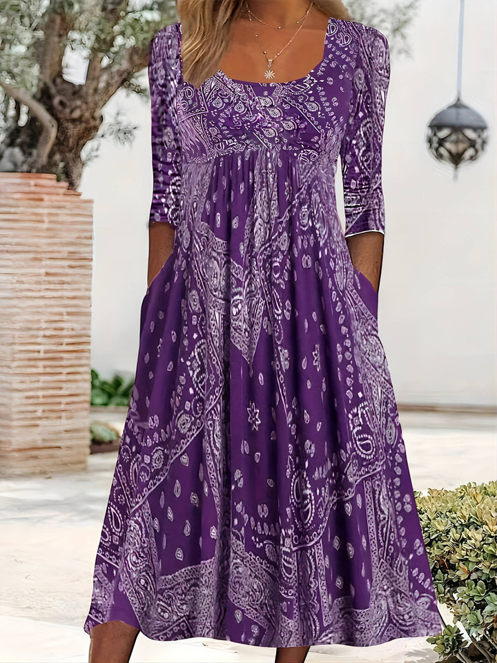 ELOWEN | MIDI-KLEID MIT LANGEN ÄRMELN CASUAL