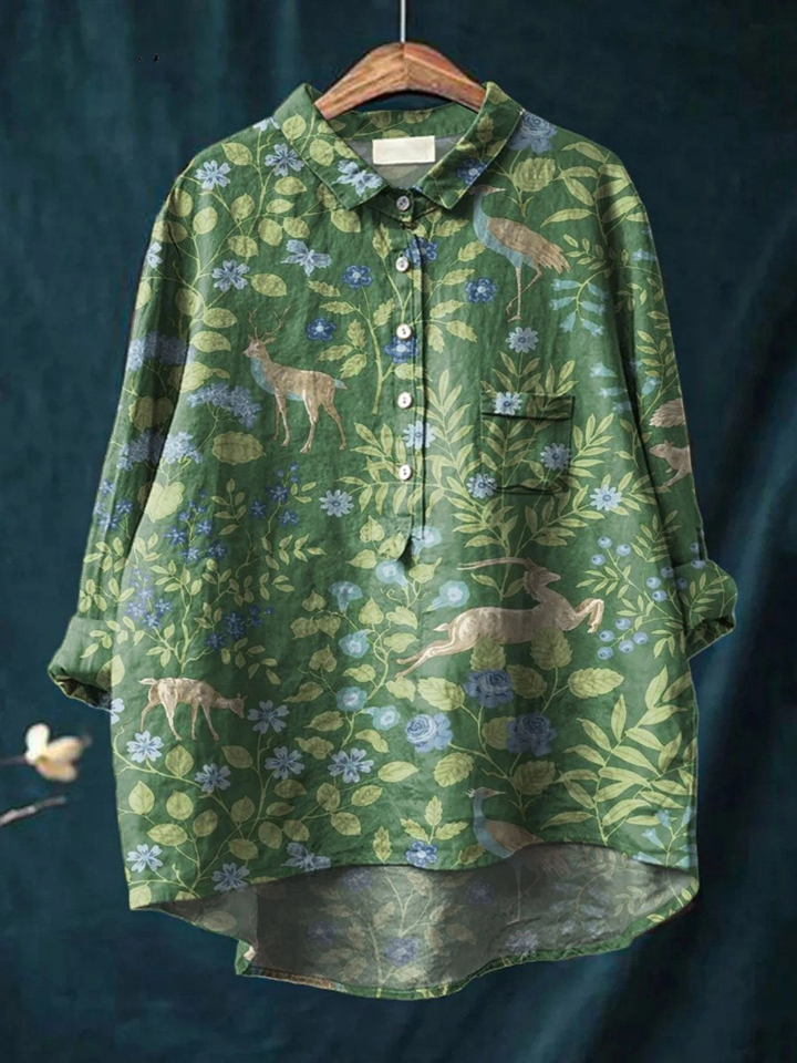 Lotte | Legeres T-Shirt mit Vintage-Blumen- und Tierprint