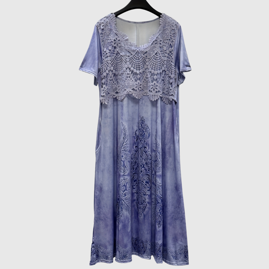 INDIGO | ELEGANTES MIDI-KLEID MIT BLUMENMUSTER