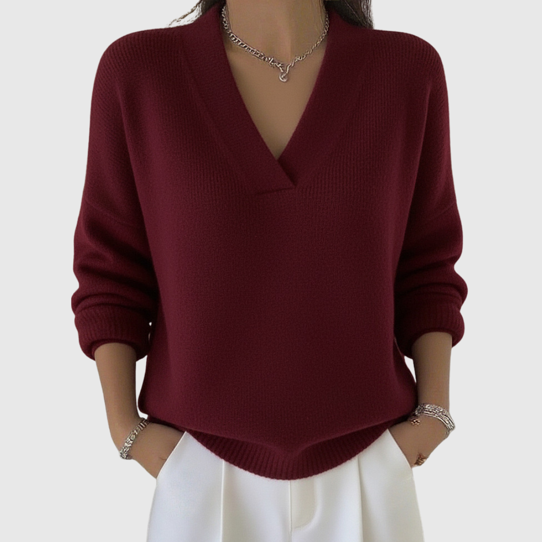 Faye | Weicher V-Ausschnitt-Pullover in lässiger Passform