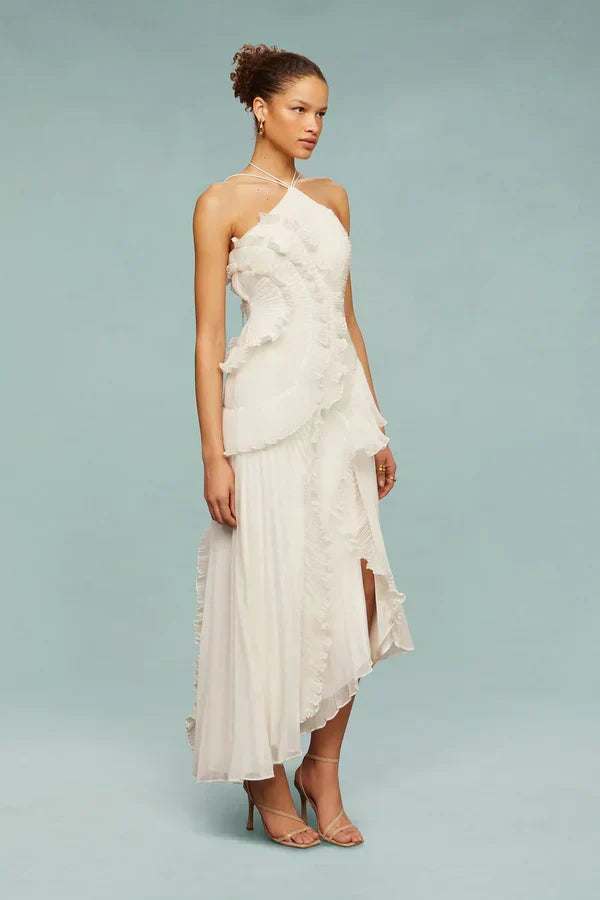 LIYANA | Elegantes Rüschen Maxikleid für Hochzeitsgäste