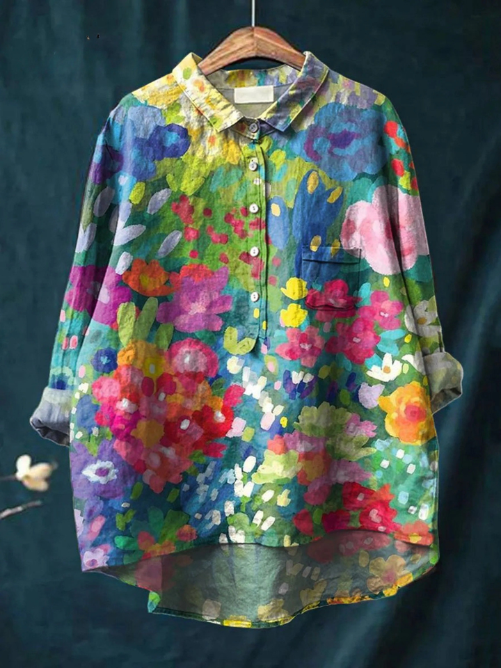 Rose | Legere Damenbluse im Vintage-Stil mit Blumenmuster