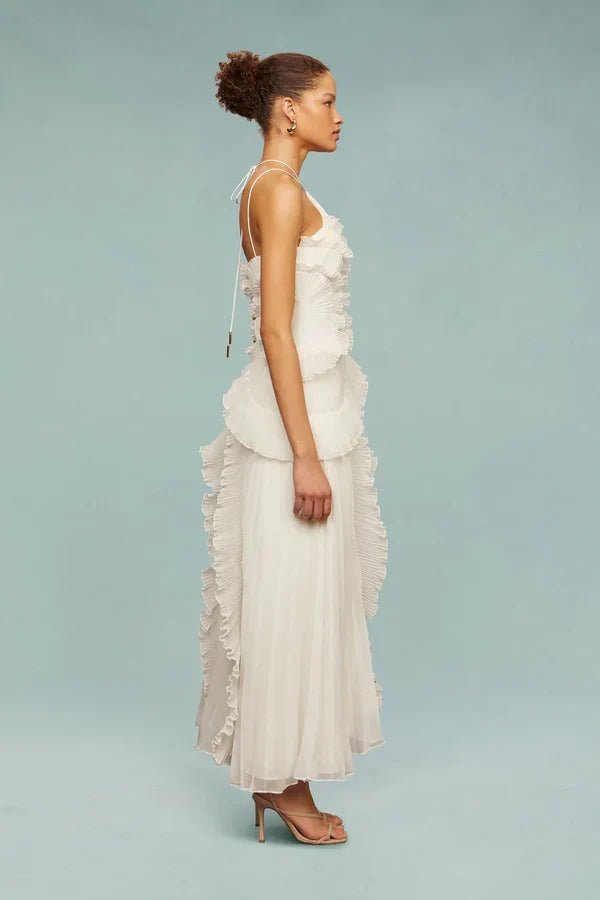 LIYANA | Elegantes Rüschen Maxikleid für Hochzeitsgäste