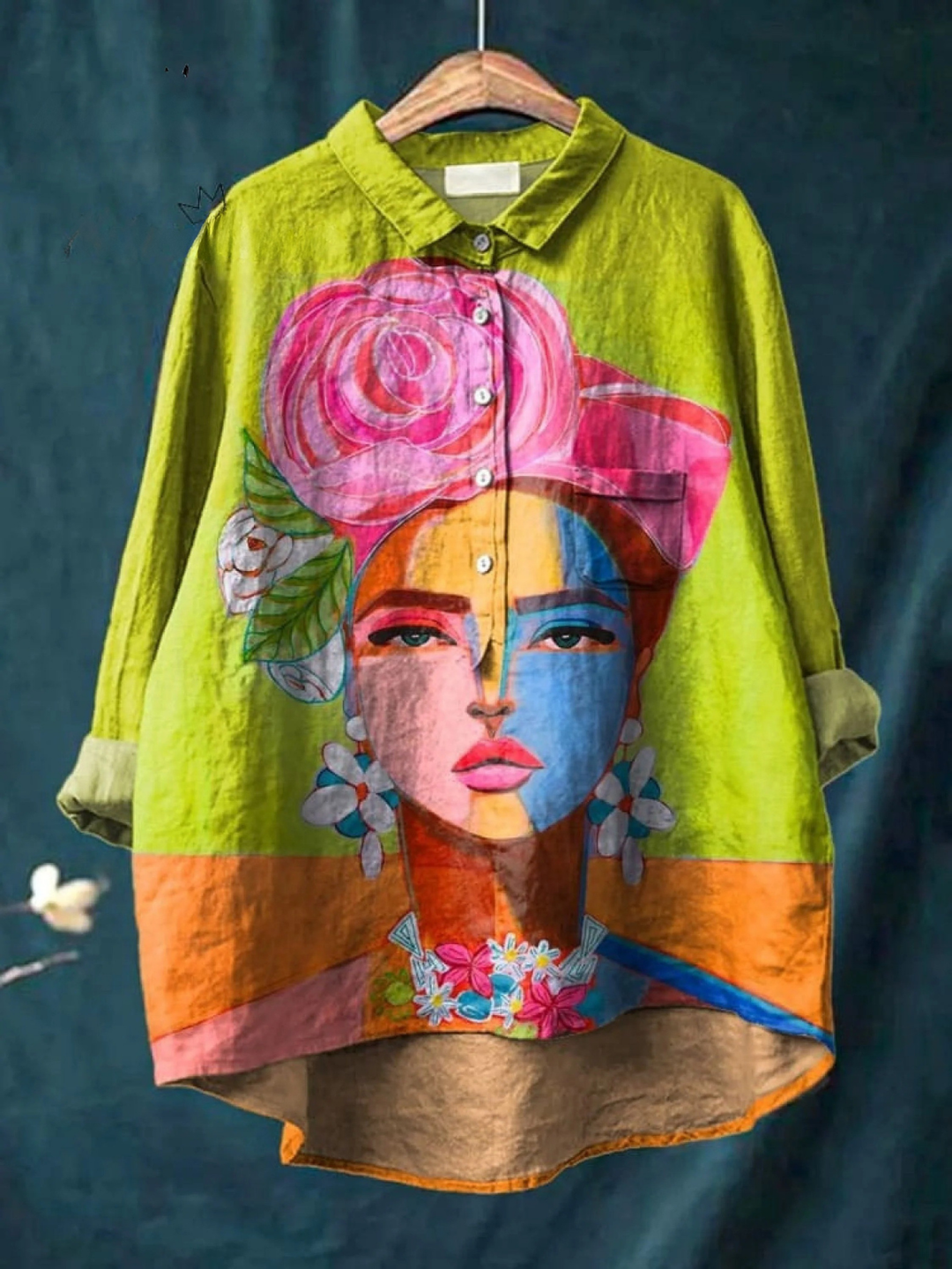 Martha | Legeres T-Shirt mit Frida-Porträt in Ölprint