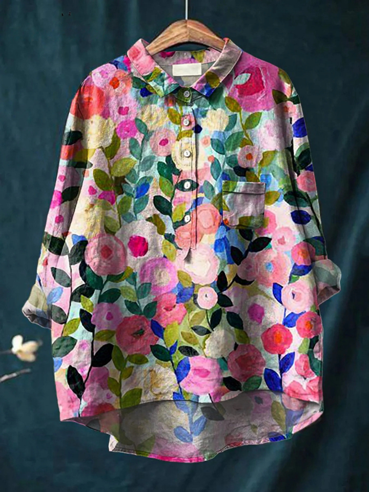 Rose | Legere Damenbluse mit farbenfrohem Frühlings-Blumenprint