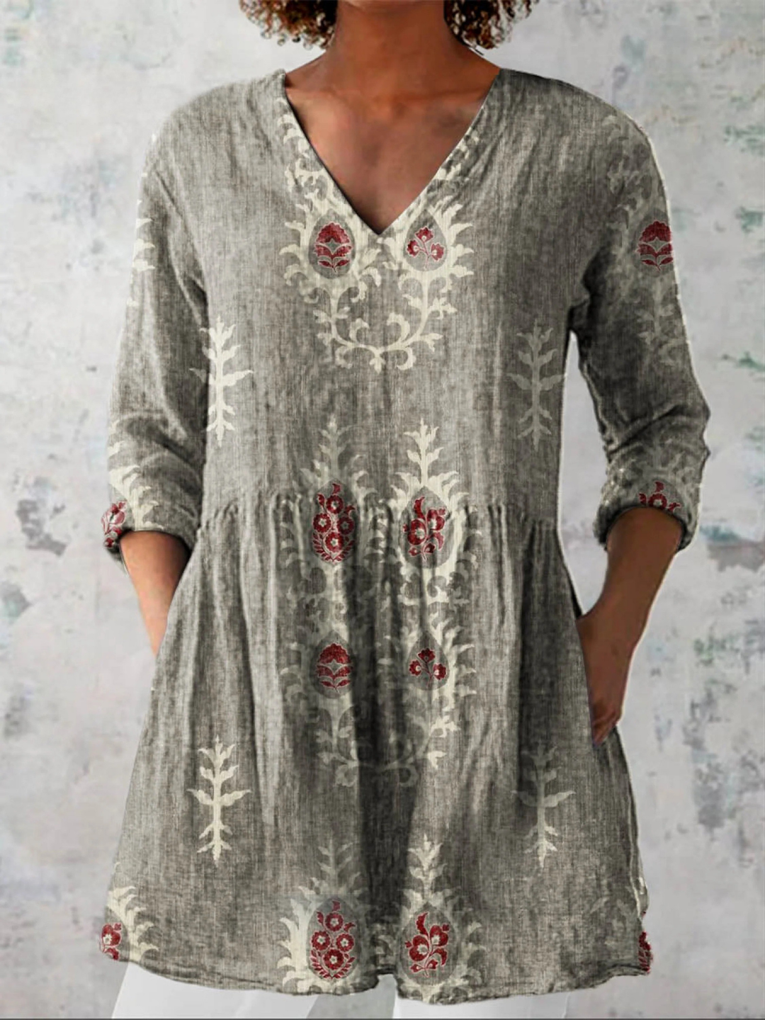 Frederike | Lange Bluse mit V-Ausschnitt