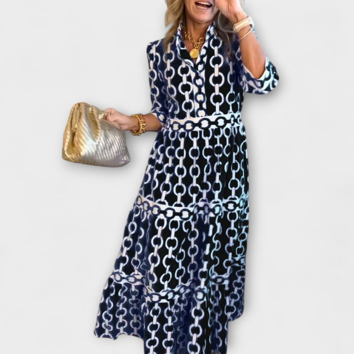 JULIANA | MIDI-ROBE MIT KETTENMUSTER