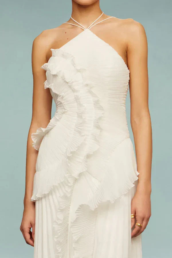 LIYANA | Elegantes Rüschen Maxikleid für Hochzeitsgäste