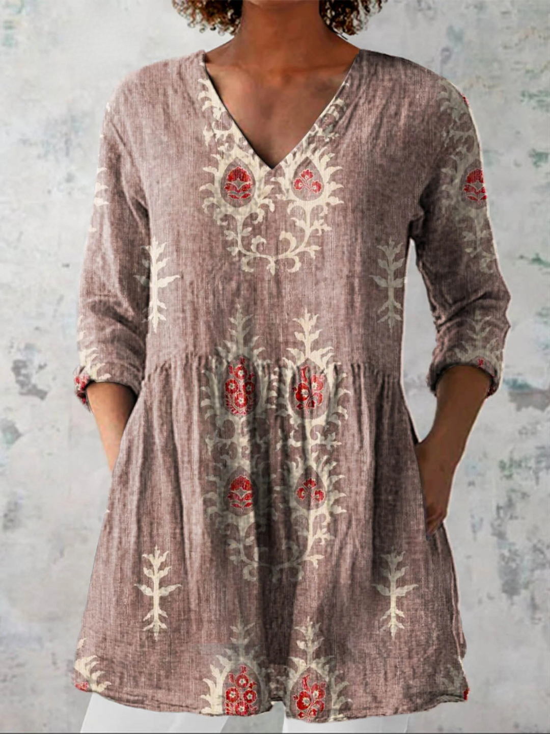 Frederike | Lange Bluse mit V-Ausschnitt