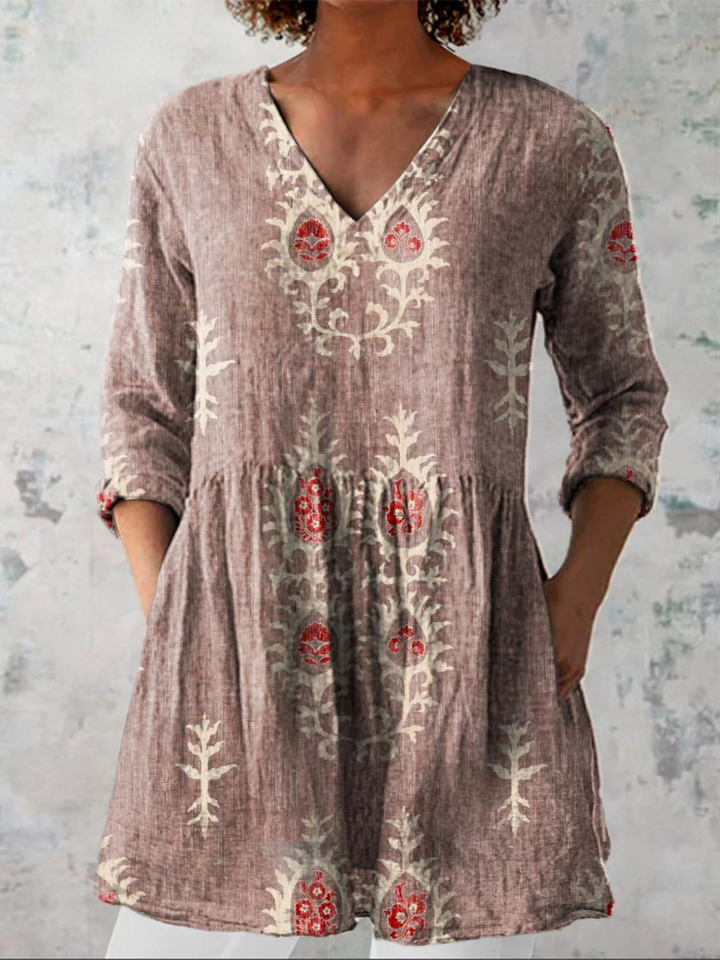 Frederike | Lange Bluse mit V-Ausschnitt