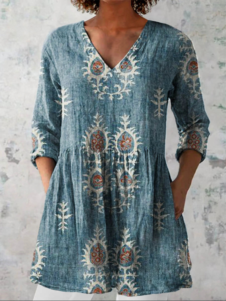 Frederike | Lange Bluse mit V-Ausschnitt