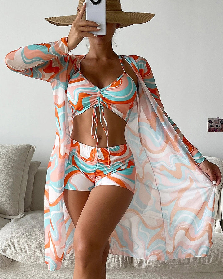 Frieda | Bedrucktes 3-teiliges Bikini-Set