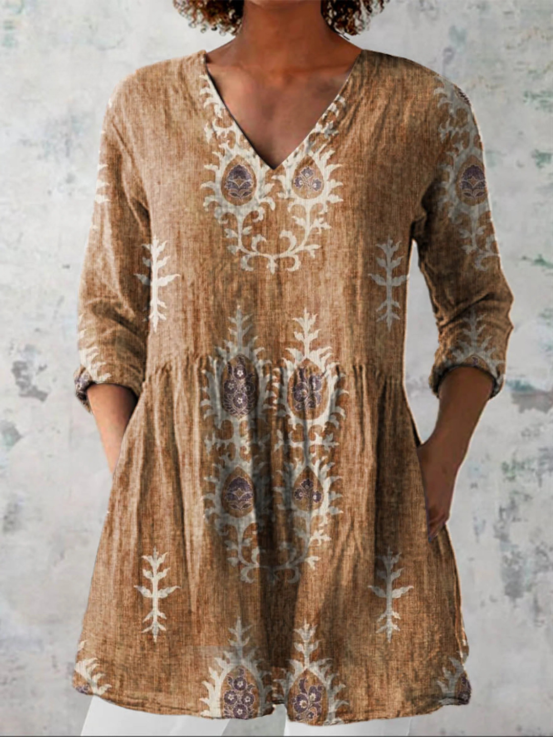 Frederike | Lange Bluse mit V-Ausschnitt