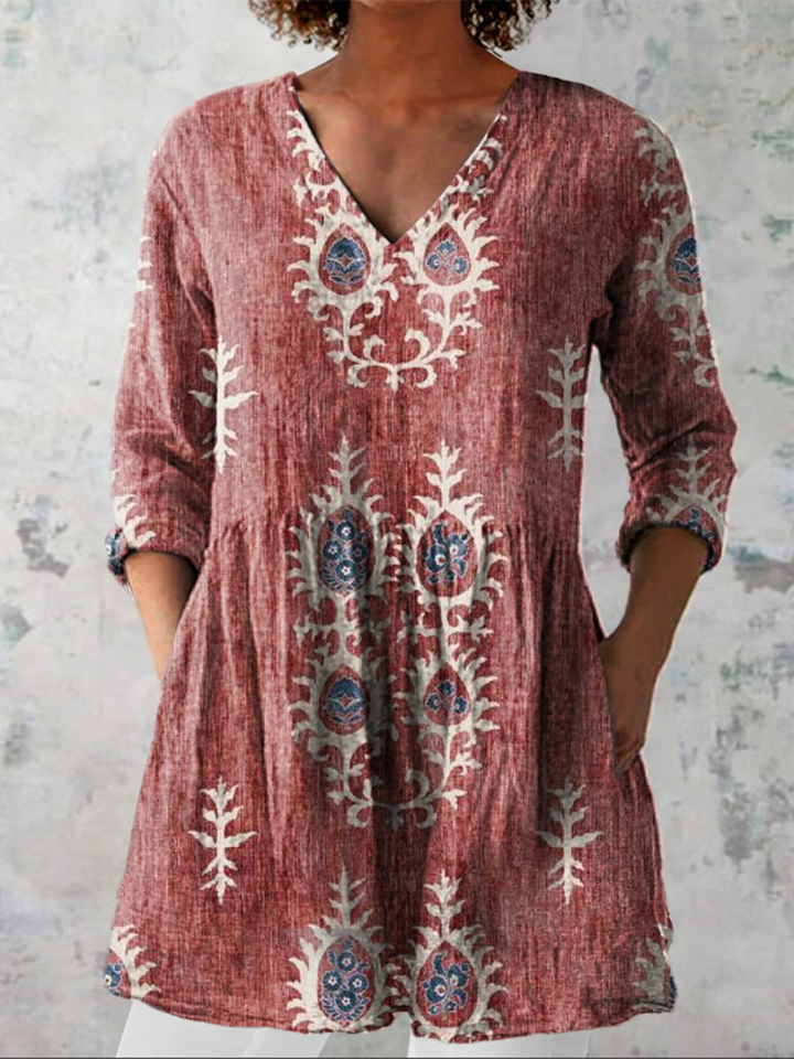 Frederike | Lange Bluse mit V-Ausschnitt