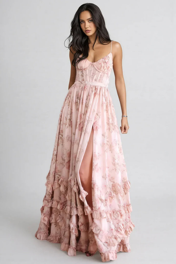 VIOLETTA | Elegantes Chiffon Maxikleid für Hochzeitsgäste
