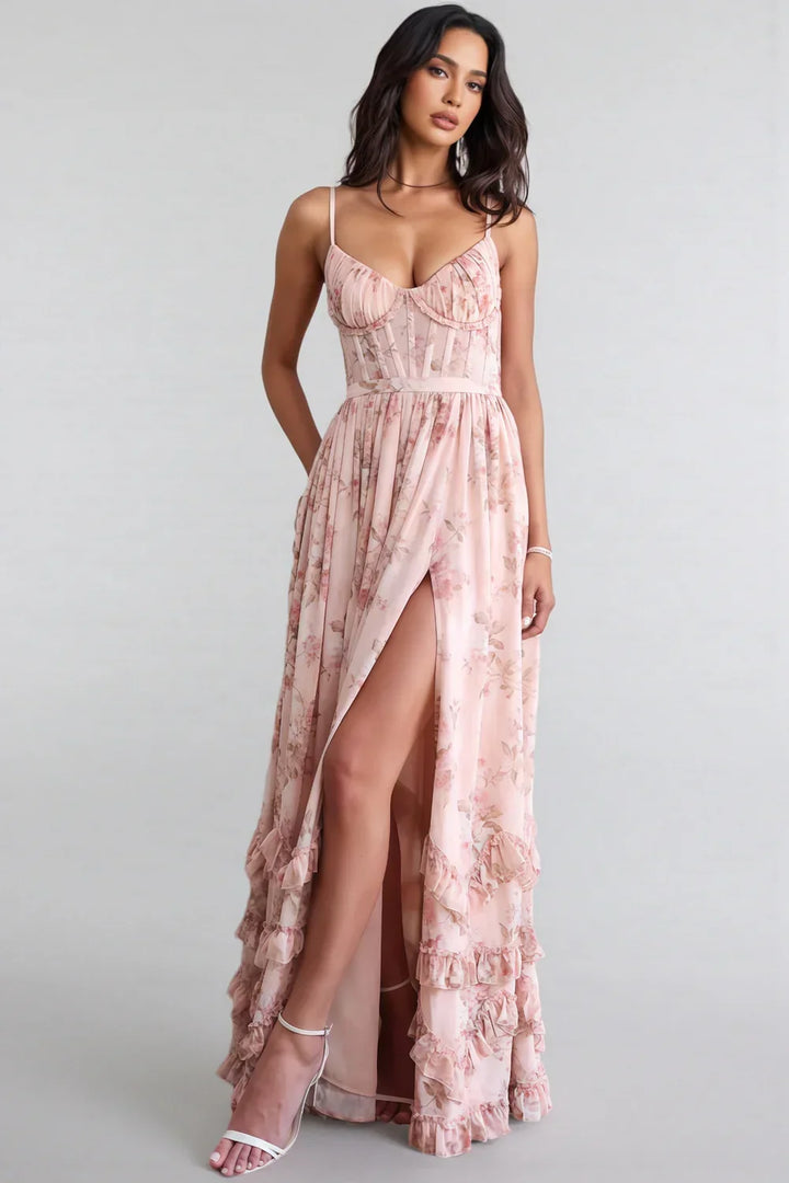 VIOLETTA | Elegantes Chiffon Maxikleid für Hochzeitsgäste