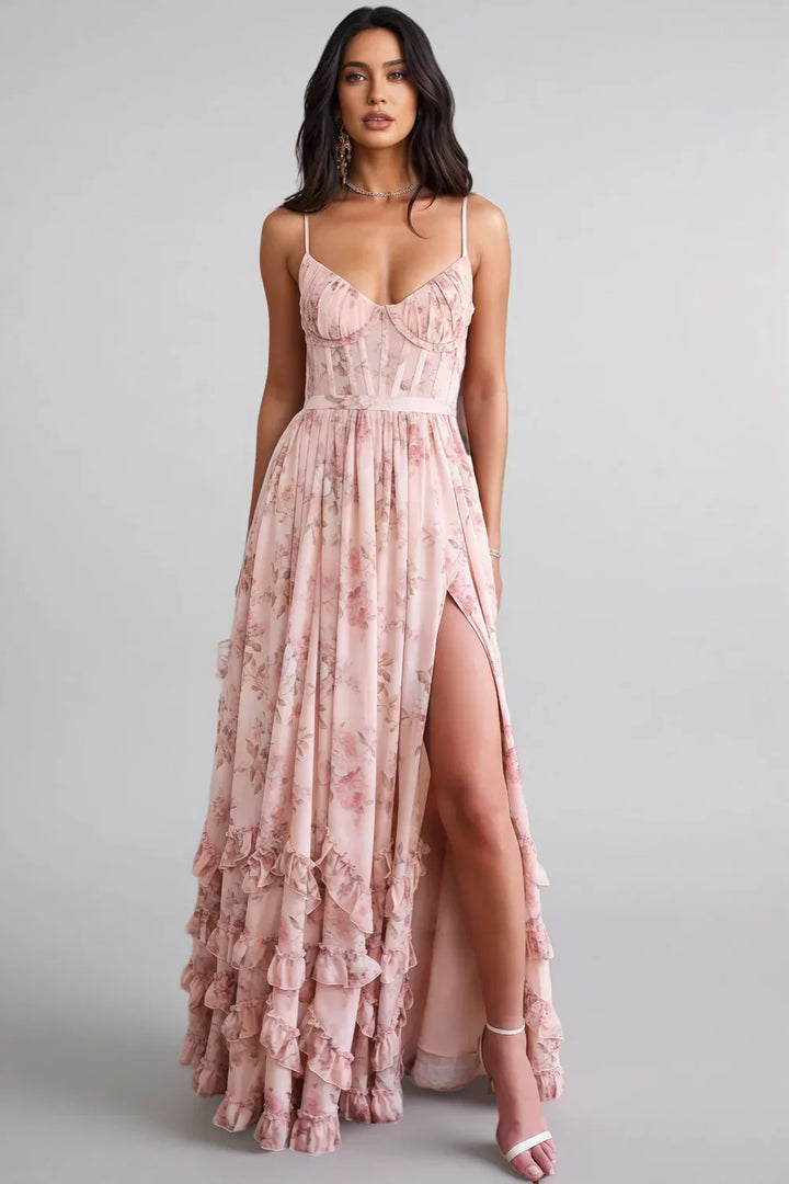 VIOLETTA | Elegantes Chiffon Maxikleid für Hochzeitsgäste