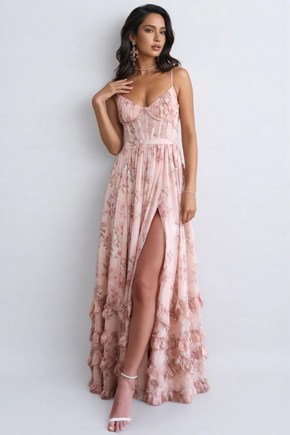 VIOLETTA | Elegantes Chiffon Maxikleid für Hochzeitsgäste