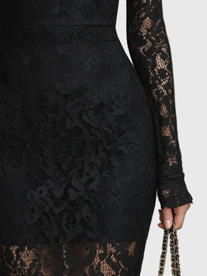 Monica | Elegantes Maxikleid mit ausgestelltem Spitzenrock
