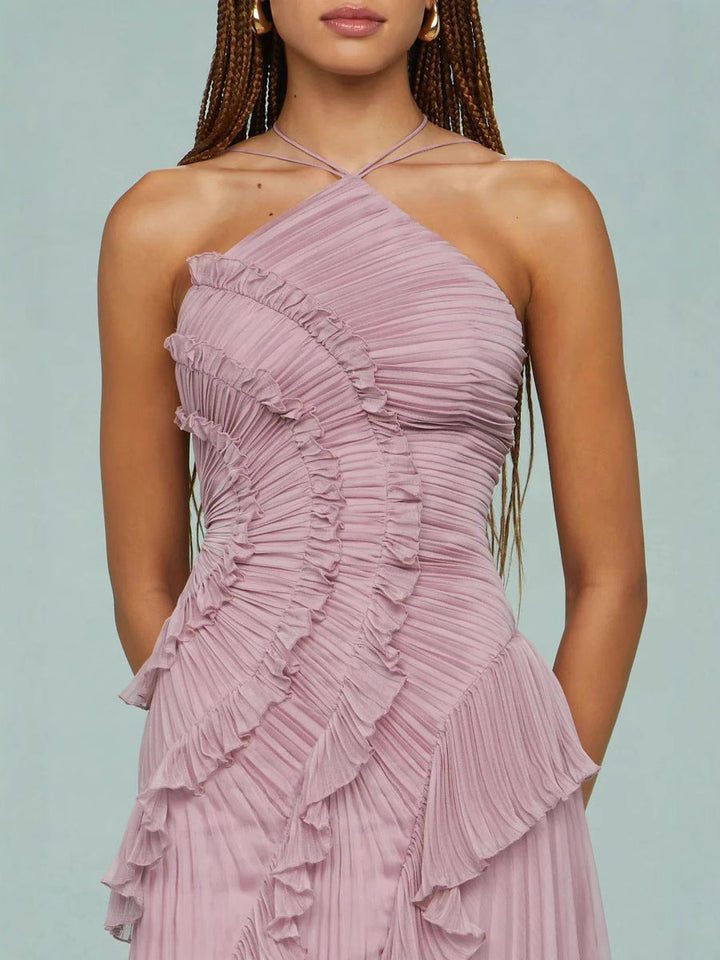 LIYANA | Elegantes Rüschen Maxikleid für Hochzeitsgäste