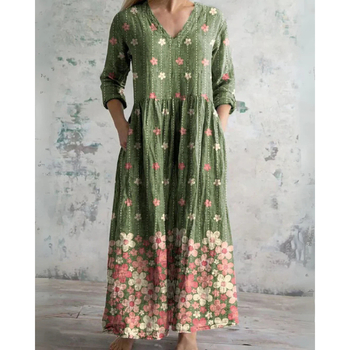 ELEANOR | MAXI-KLEID VINTAGE MIT BLUMENMUSTER