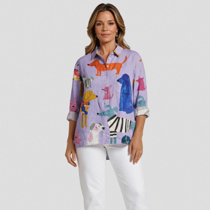 Rose | Legeres T-Shirt mit Hundeprint