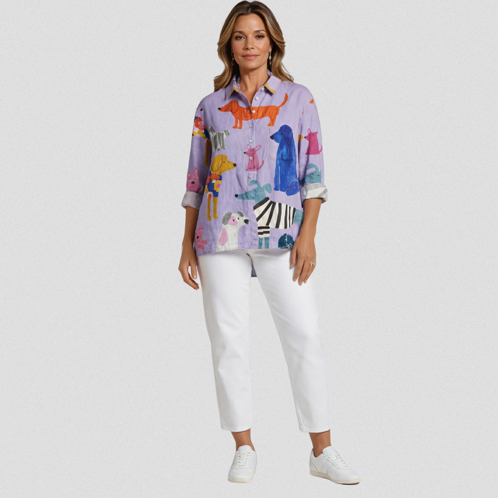 Rose | Legeres T-Shirt mit Hundeprint