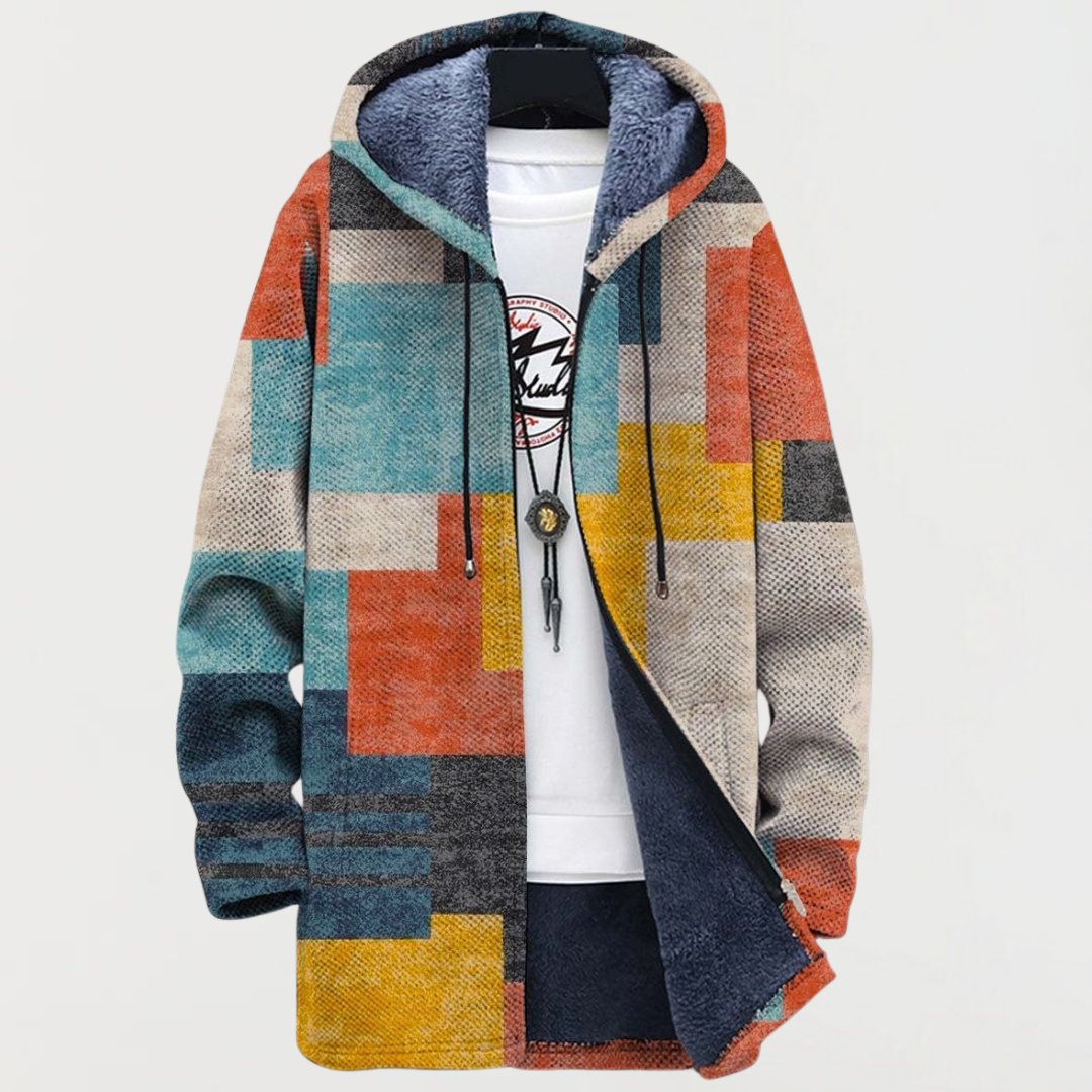 Jacke mit geometrischen Farbblöcken