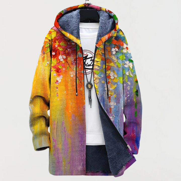 Jacke mit abstrakter Kunst
