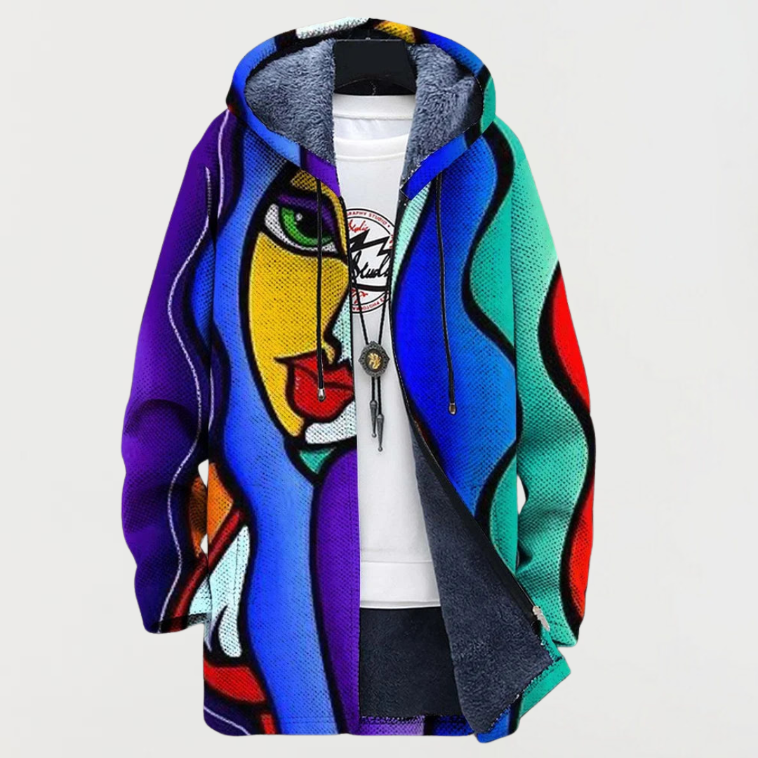 Jacke mit buntem Kunstdesign