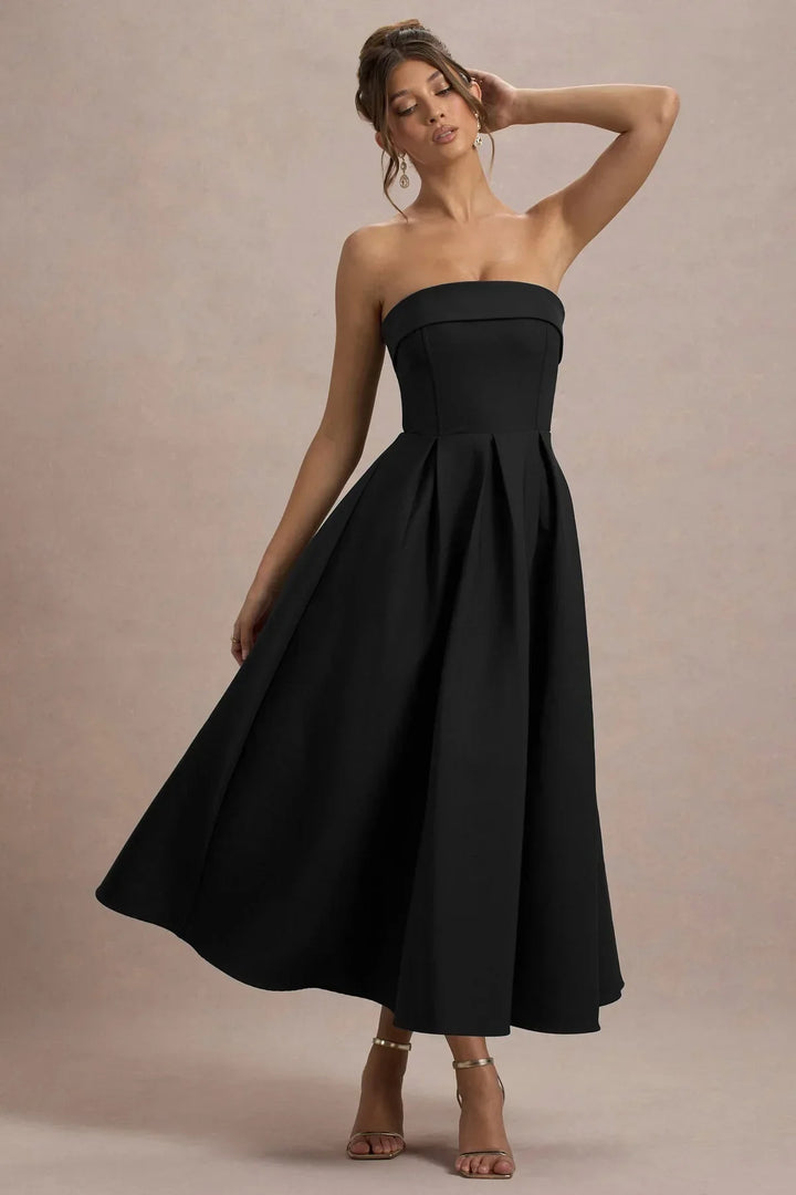 ANNE | Schulterfreies Midikleid für Hochzeitsgäste