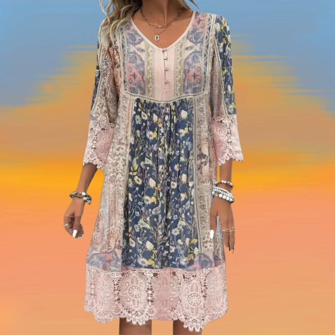 NAYA | MIDI-KLEID FLUIDE BOHO LUXE