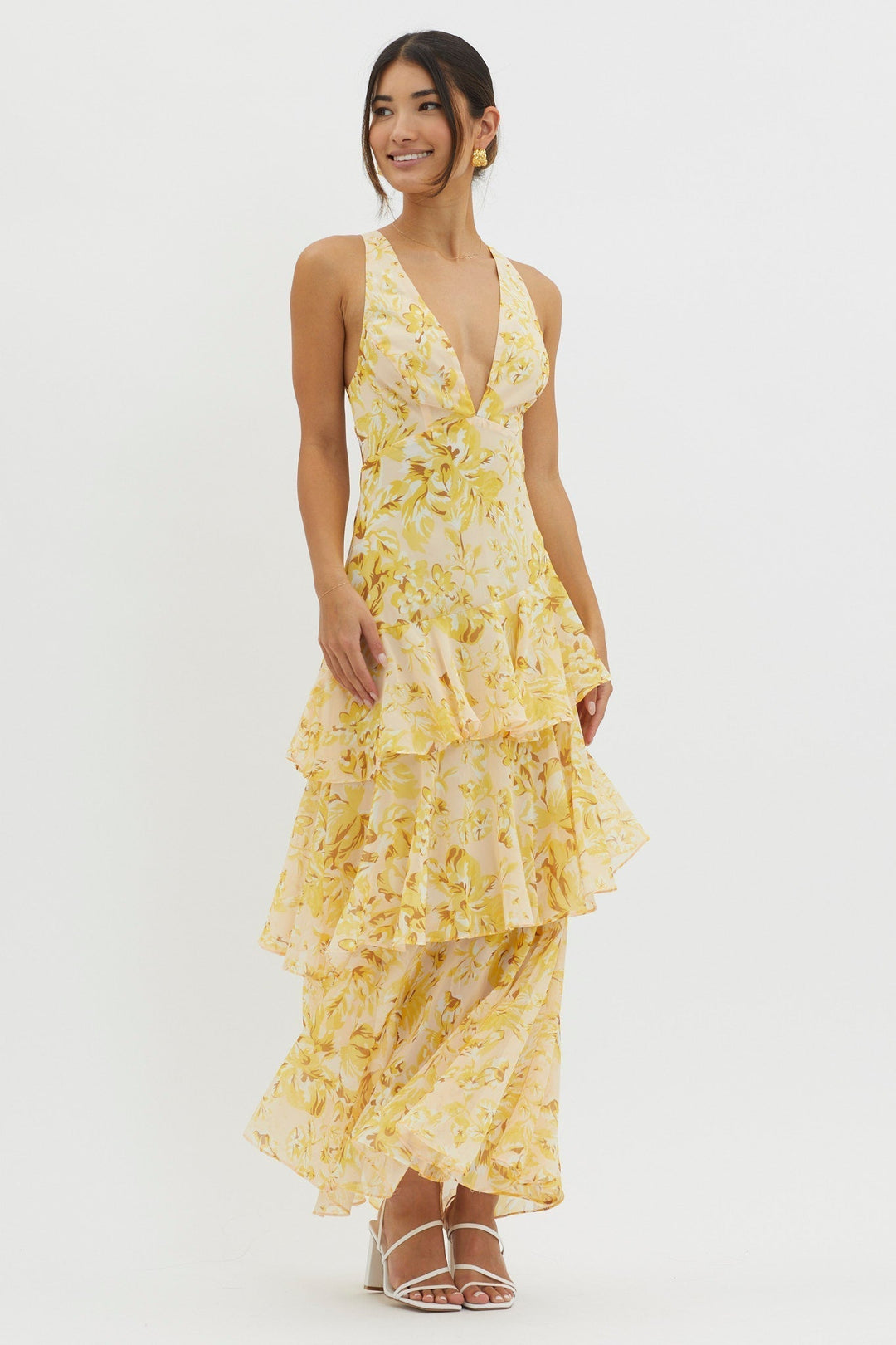 LISA | Florales Volant Maxikleid für die Sommerhochzeit