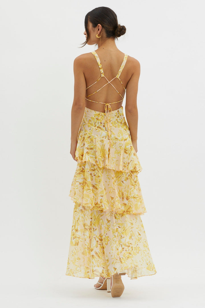 LISA | Florales Volant Maxikleid für die Sommerhochzeit
