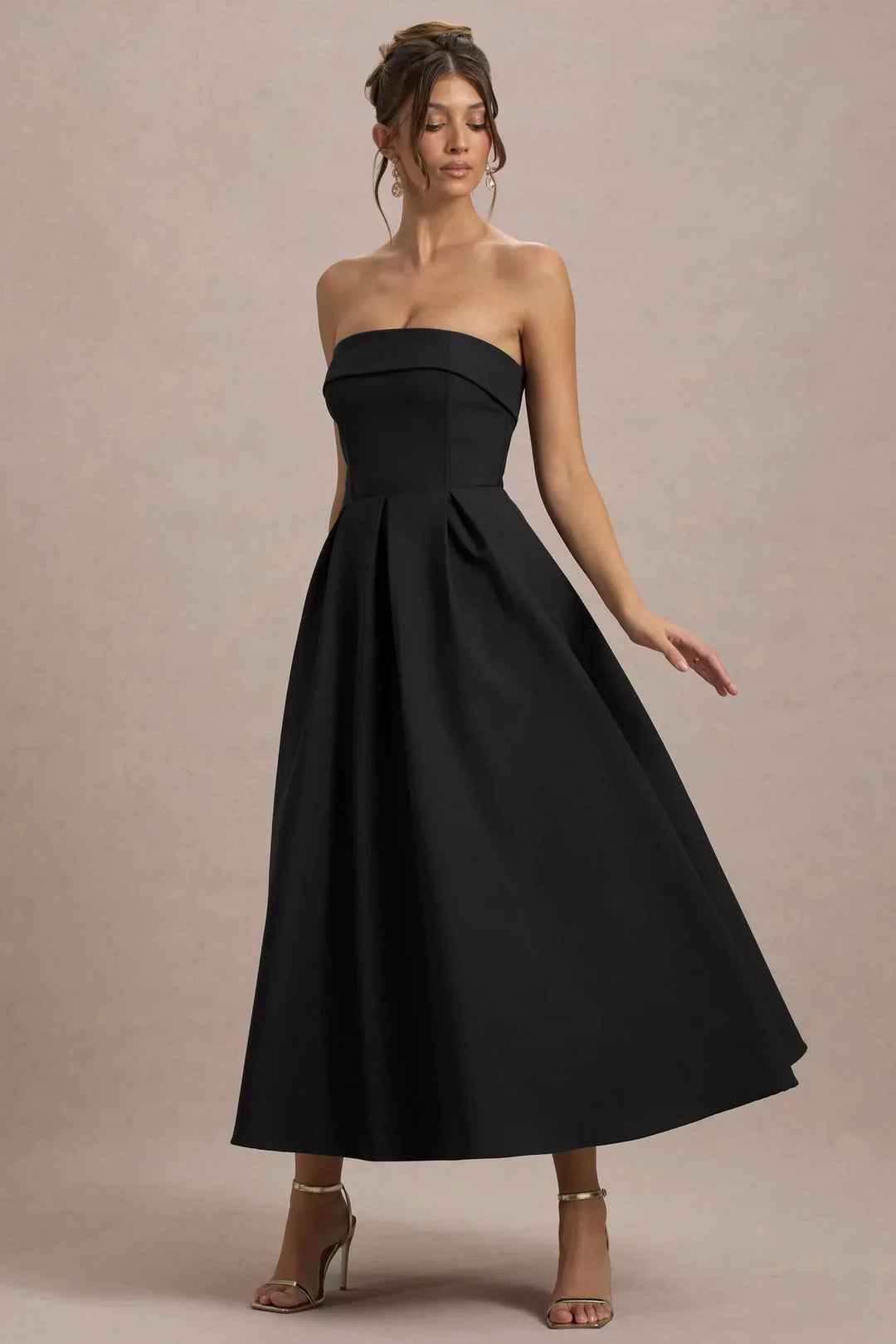 ANNE | Schulterfreies Midikleid für Hochzeitsgäste