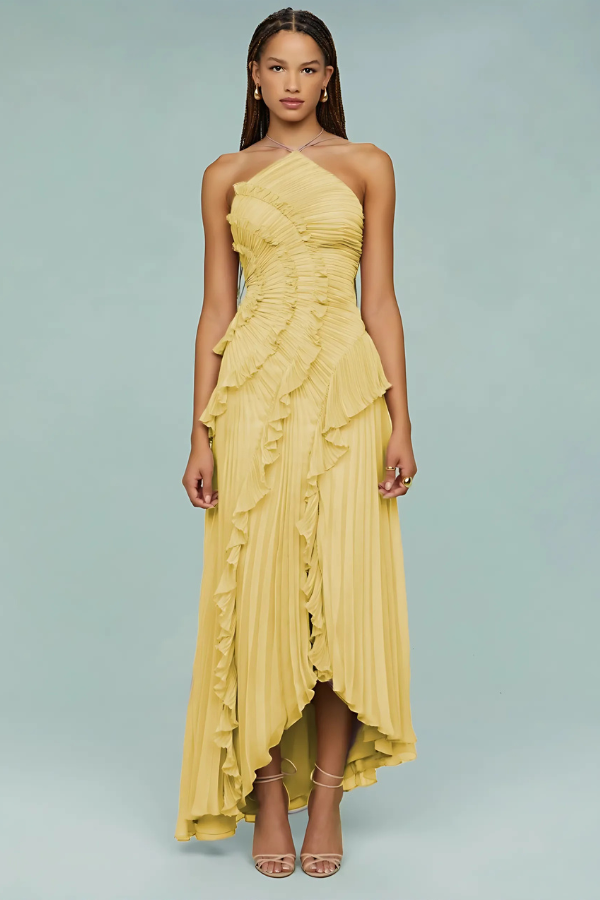 LIYANA | Elegantes Rüschen Maxikleid für Hochzeitsgäste