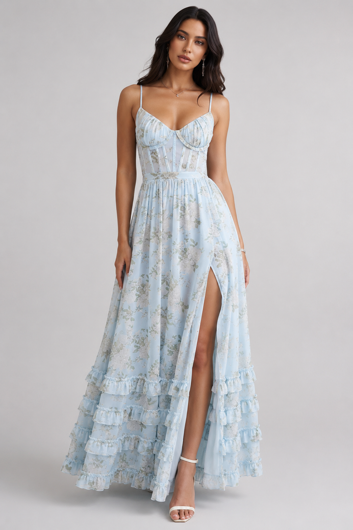 VIOLETTA | Elegantes Chiffon Maxikleid für Hochzeitsgäste