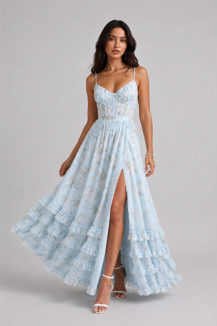 VIOLETTA | Elegantes Chiffon Maxikleid für Hochzeitsgäste