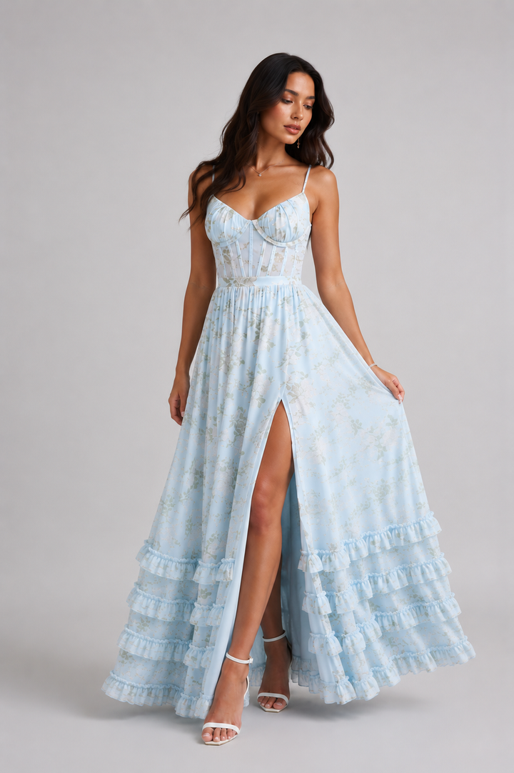 VIOLETTA | Elegantes Chiffon Maxikleid für Hochzeitsgäste