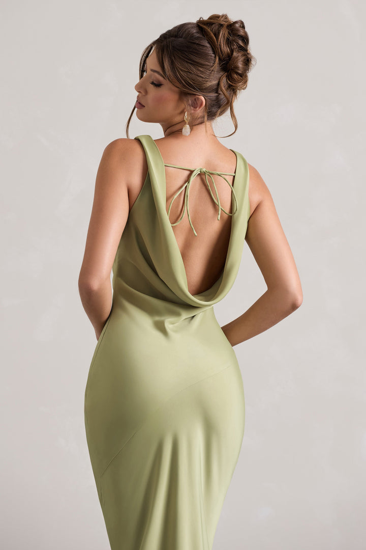 LENA | Minimalistisches Maxikleid mit Drapiertem Ausschnitt
